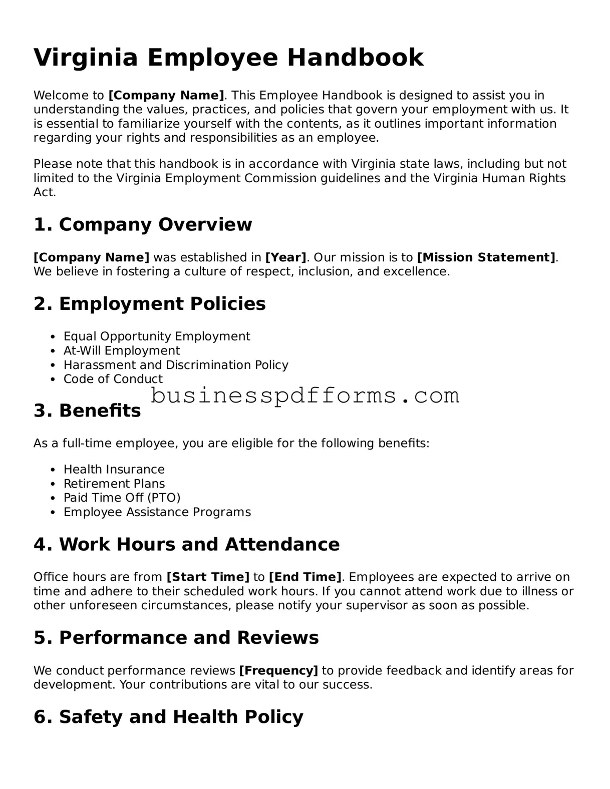 Free Virginia Employee Handbook Template