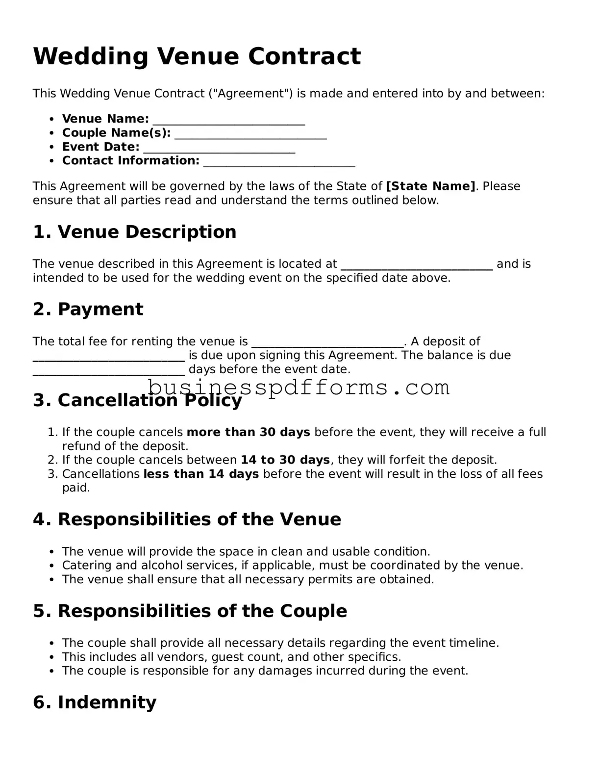 Attorney-Verified Wedding Venue Contract Template