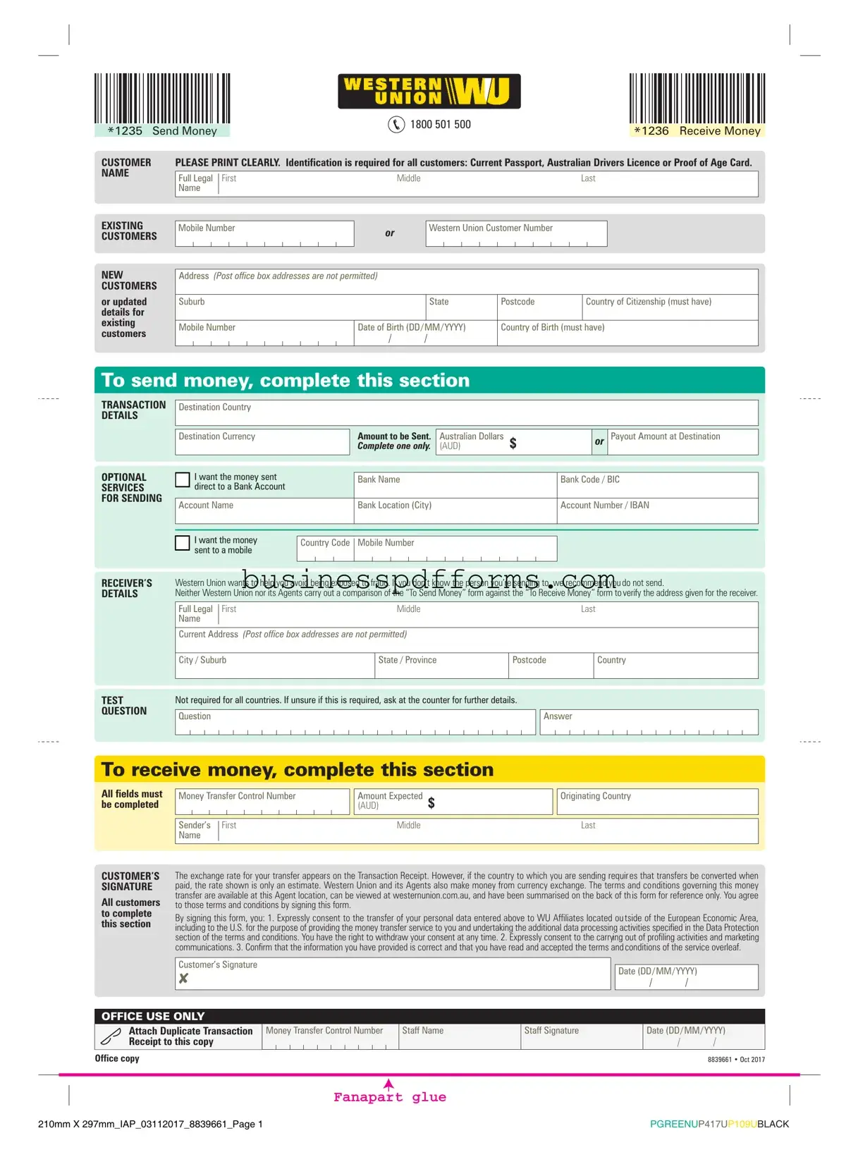 Fill in Your Western Union Template