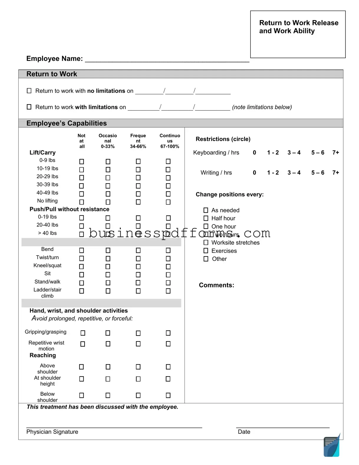 Fill in Your Work Release Template